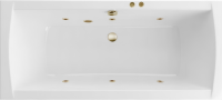 Акриловая ванна Excellent Aquaria Lux Slim Soft 180x80 см, встраиваемая, с гидромассажем, белая, с каркасом, со сливом-переливом, фурнитура бронза