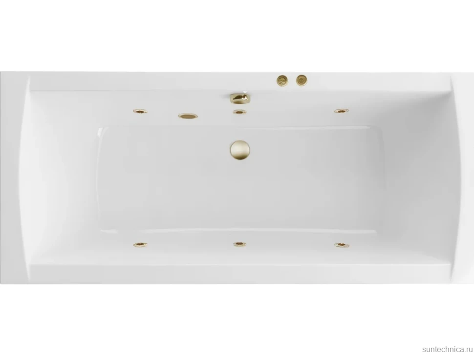 Акриловая ванна Excellent Aquaria Lux Slim Soft 180x80 см, встраиваемая, с гидромассажем, белая, с каркасом, со сливом-переливом, фурнитура бронза