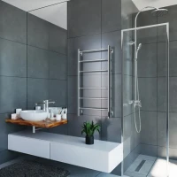 Полотенцесушитель электрический Grota Costa 530х1000 NP EL 100x55 см, подключение справа, слева, скрытое подключение справа, глянцевый хром, лесенка