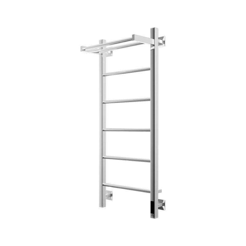 Полотенцесушитель электрический Grota App 430х1000 NP EL 100x45 см, подключение справа, слева, скрытое подключение справа, глянцевый хром, лесенка, с полкой