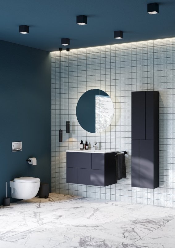 Тумба с раковиной Roca Luna 80 матовая синяя