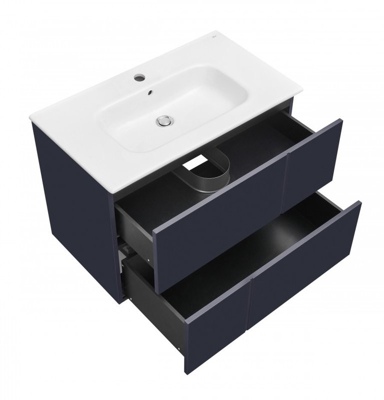 Тумба с раковиной Roca Luna 80 матовая синяя