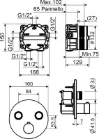 Термостатический смеситель встраиваемый Plumberia Selection PSBOX KITPSB1902CR С ВНУТРЕННЕЙ ЧАСТЬЮ, хром