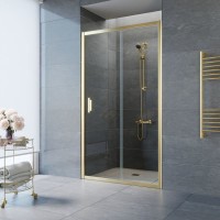 Душевая дверь в нишу Vegas Glass ZP Tur Novo 145 09 01 145 см, профиль золото, стекло прозрачное