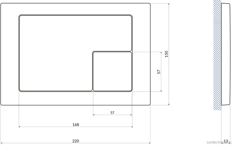 Кнопка смыва Cersanit Corner 64107 хром матовый