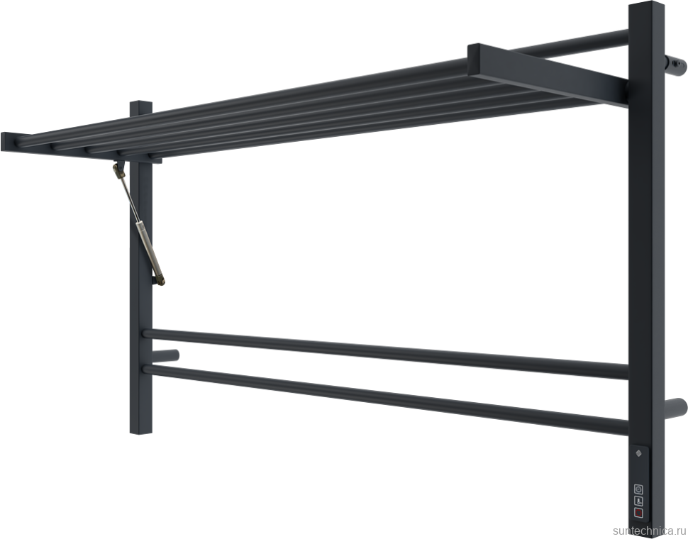 Полотенцесушитель электрический Terminus Горизонт П8 1000x600, с полкой, черный муар