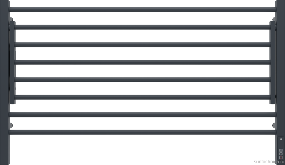 Полотенцесушитель электрический Terminus Горизонт П8 1000x600, с полкой, черный муар