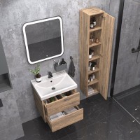 Мебель для ванной комнаты SanStar Siva 60 подвесная, дуб веллингтон табак, раковина Fest 60