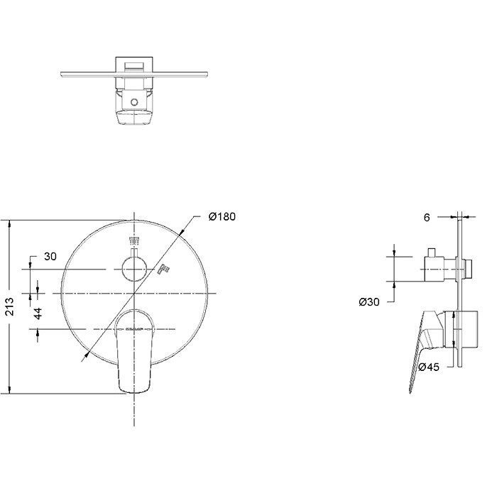 Встраиваемый смеситель для душа и ванны Bravat Rhein PB8429564BW-2-ENG