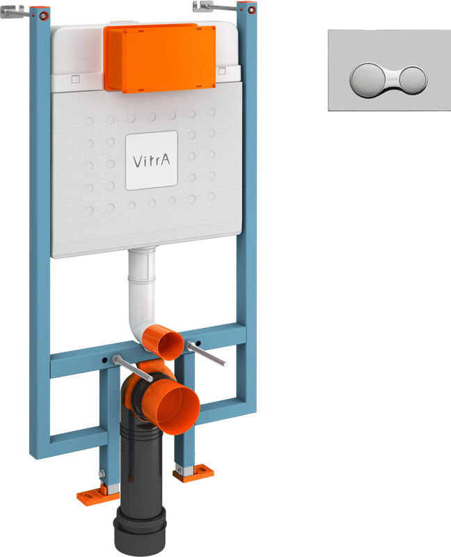 Система инсталляции для унитазов VitrA V-Fix Core 738-5800-01 с кнопкой смыва Sirius 740-0485 матовый хром