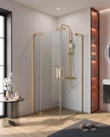 Душевой уголок Cezares Slider A 2 90/100 C BORO профиль брашированное золото, стекло прозрачное