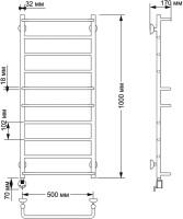 Полотенцесушитель электрический Secado Верона 1 105x55 см, подключение слева, бронза, лесенка, латунь