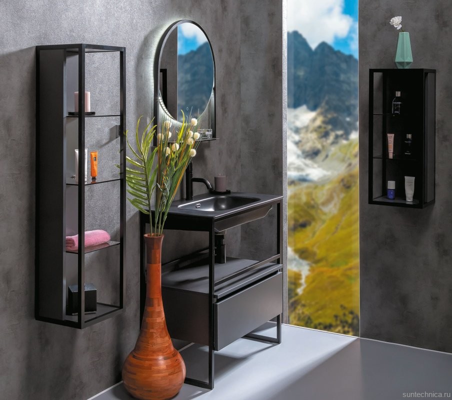 Тумба с раковиной Armadi Art Loft 80 антрацит, напольная