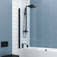 Шторка на ванну Kubele DE020 DE020P601-CLN-BLM- 90х150 150х90, профиль черный матовый