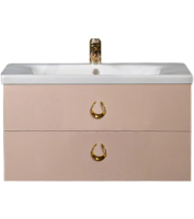 Тумба с раковиной Armadi Art NeoArt 80 капучино с ручками Drop золото