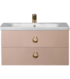 Тумба с раковиной Armadi Art NeoArt 80 капучино с ручками Drop золото