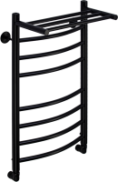 Полотенцесушитель водяной Comfysan Noumi W-8 80х40 80x45 см, черный матовый, лесенка, с полкой