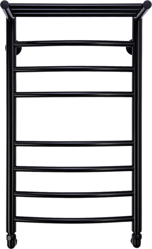 Полотенцесушитель водяной Comfysan Noumi W-8 80х40 80x45 см, черный матовый, лесенка, с полкой