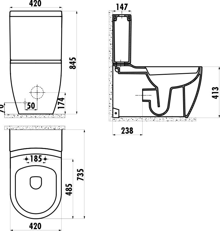 Унитаз-компакт напольный Creavit Grande XXL GR360