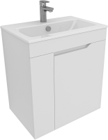 Тумба с раковиной Aquanet Практика 60 с дверцами, белая матовая