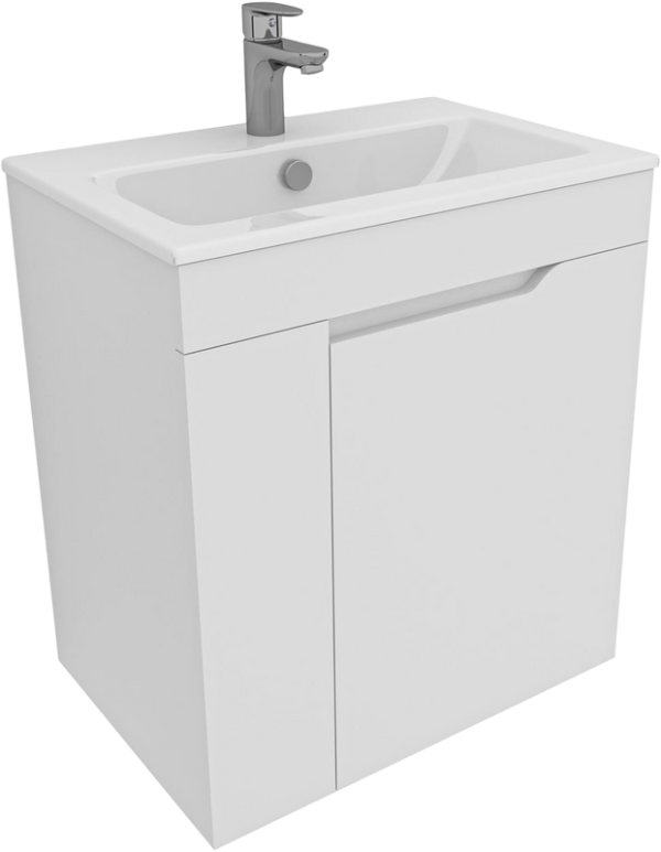 Тумба с раковиной Aquanet Практика 60 с дверцами, белая матовая