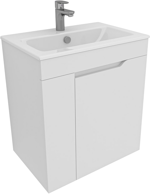 Тумба с раковиной Aquanet Практика 60 с дверцами, белая матовая