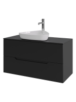 Мебель для ванной комнаты Orange Line 100 подвесная, 2 ящика, матовая черная с раковиной B07-500W