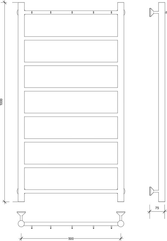 Полотенцесушитель водяной Secado Триада 1 К 100x55 см, матовый черный, лесенка