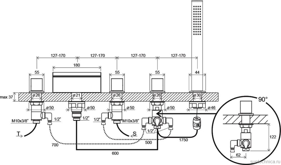 Смеситель на борт ванны Ravak Waterfall WF 025.00