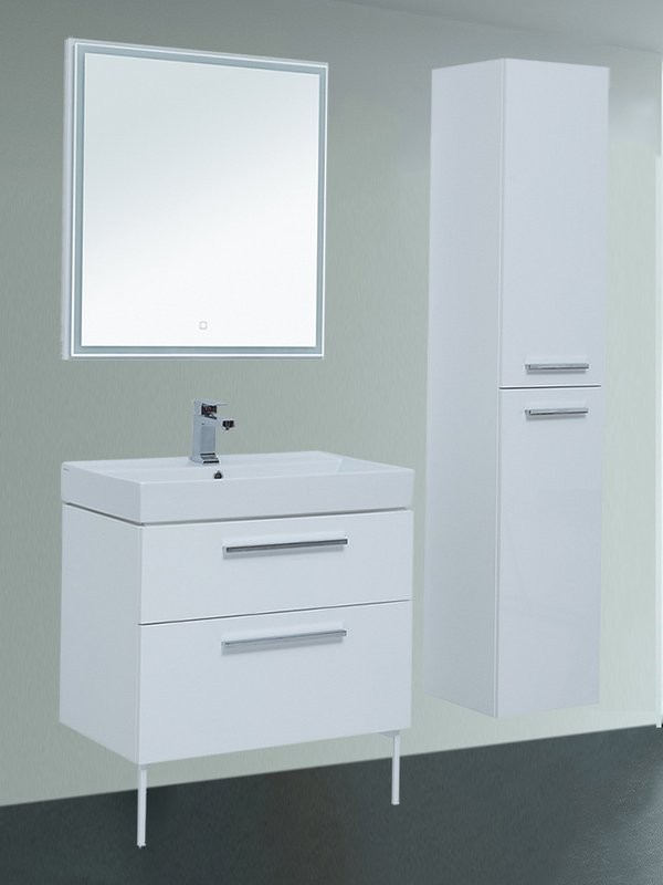 Мебель для ванной комнаты Aquanet Nova 75 белый глянец, ручки хром