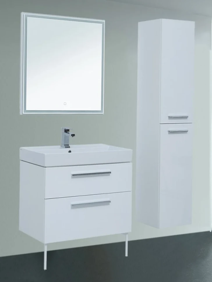 Мебель для ванной комнаты Aquanet Nova 75 белый глянец, ручки хром