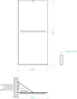 Душевая перегородка Maybahglass MGD-1462-2у 99 см, профиль бронза, стекло графит матовое