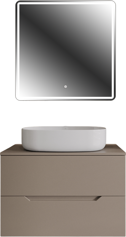 Мебель для ванной комнаты Orange Line 80 подвесная, 2 ящика, матовый латте с раковиной B04-600W