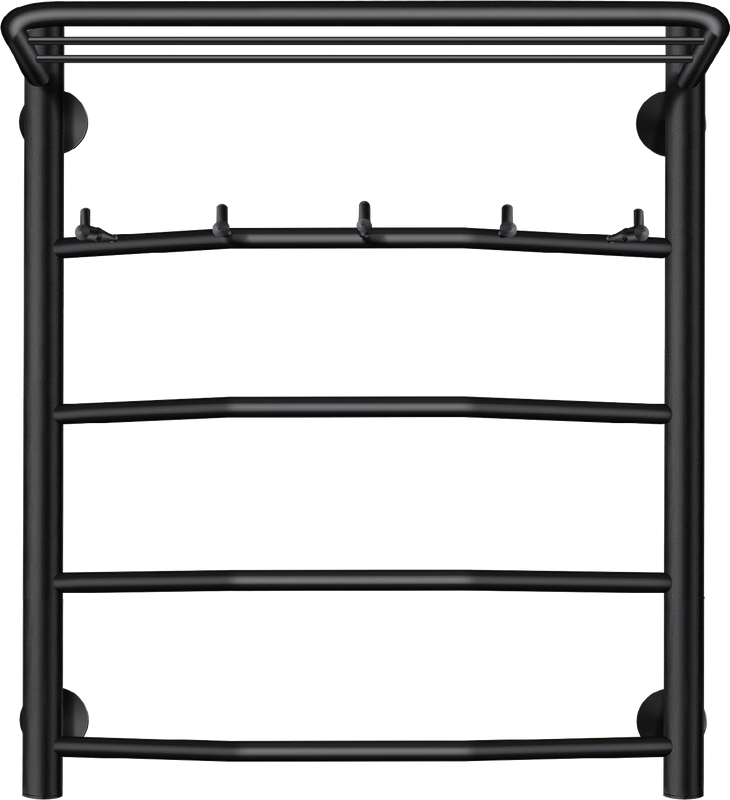 Полотенцесушитель электрический Secado Милан 1 КСП 60x50 см, подключение слева, матовый черный, лесенка, с полкой
