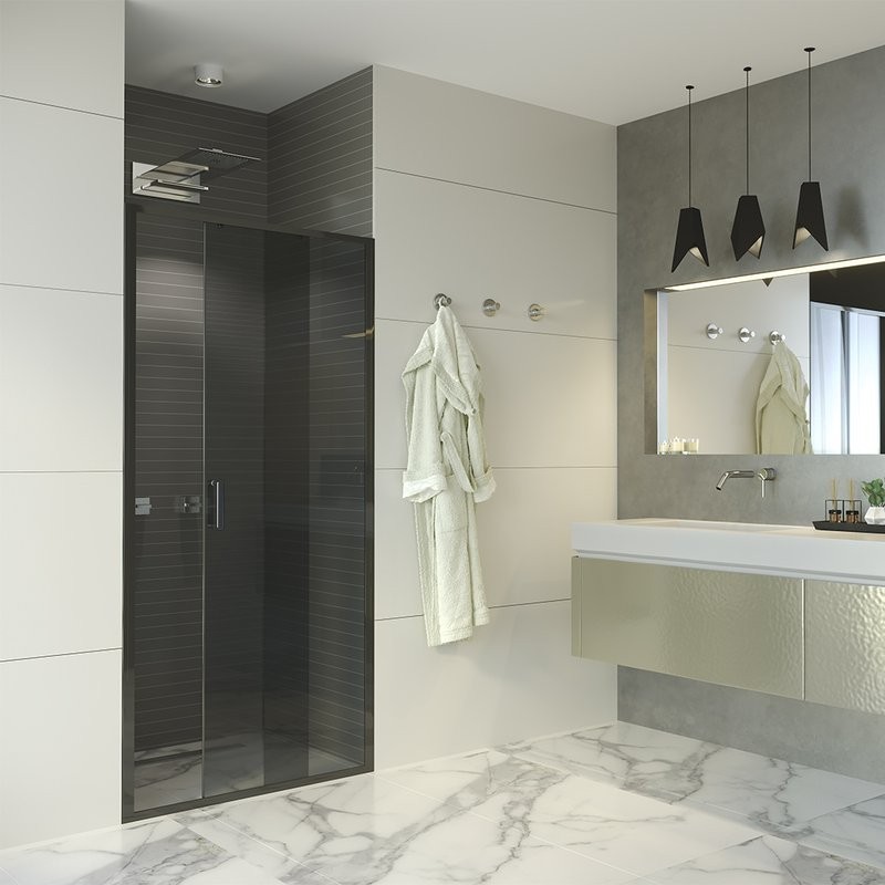 Душевая дверь в нишу Alex Baitler AB64B120 120 см, профиль черный, стекло тонированное