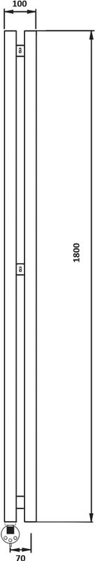 Полотенцесушитель электрический Secado Бергамо 2К 1800/70 180x10 см, подключение слева, матовый черный, I-образный