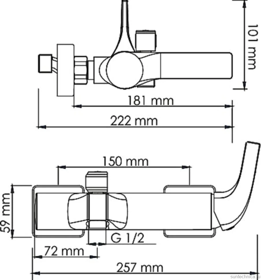 Смеситель для ванны с душем Wasserkraft Sauer 7101