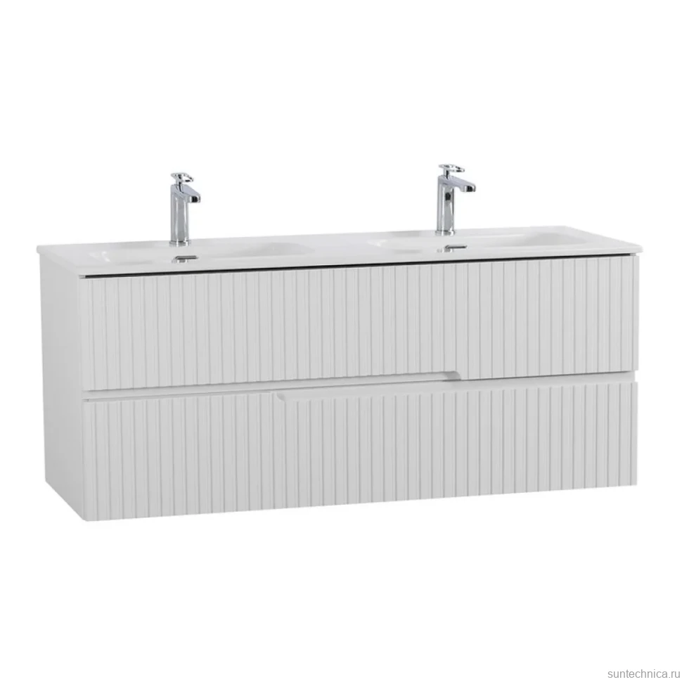 Тумба с раковиной Cezares Duet 120 bianco lucido, раковина Cezares CZR-8073-120-2