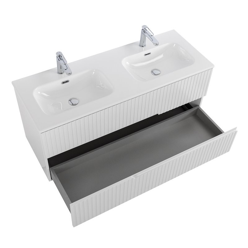 Тумба с раковиной Cezares Duet 120 bianco lucido, раковина Cezares CZR-8073-120-2