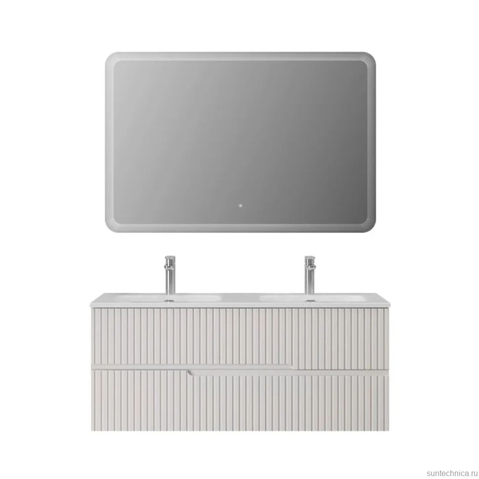 Тумба с раковиной Cezares Duet 120 bianco lucido, раковина Cezares CZR-8073-120-2