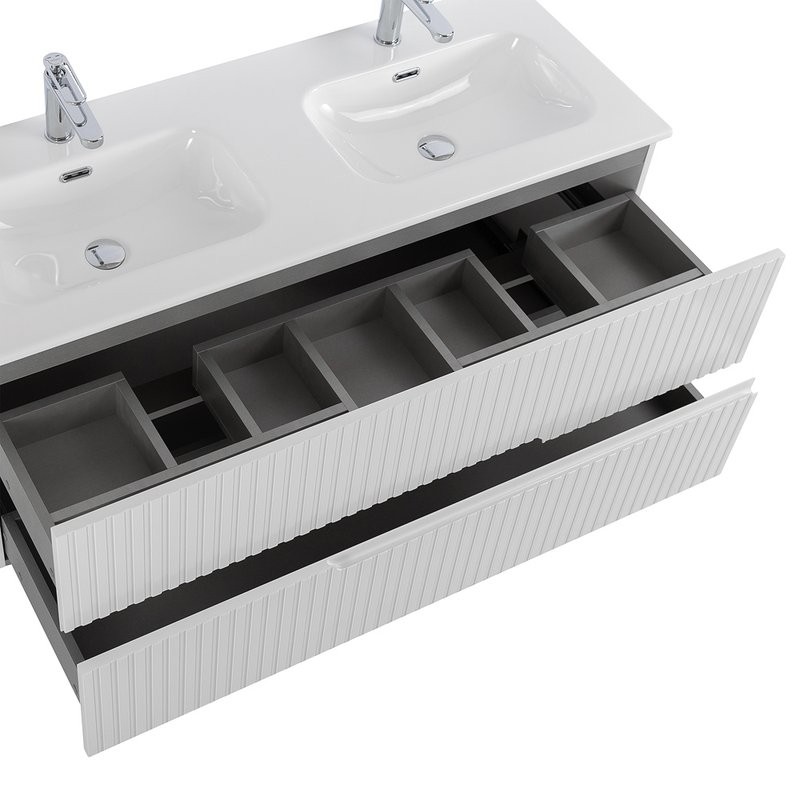 Тумба с раковиной Cezares Duet 120 bianco lucido, раковина Cezares CZR-8073-120-2