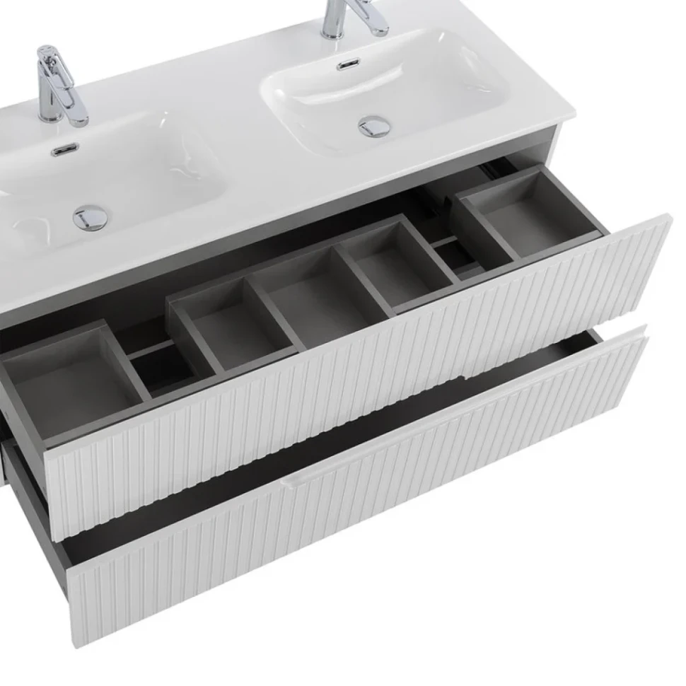 Тумба с раковиной Cezares Duet 120 bianco lucido, раковина Cezares CZR-8073-120-2