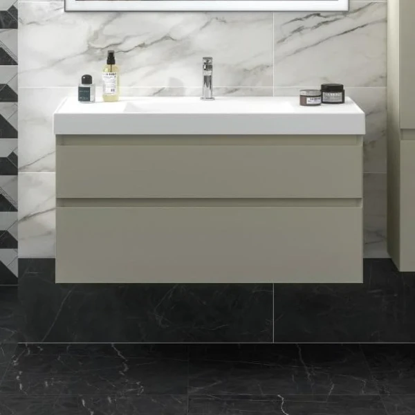 Тумба с раковиной KERAMA MARAZZI Cubo 100 подвесная, лимо матовая