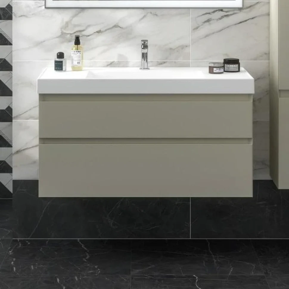 Тумба с раковиной KERAMA MARAZZI Cubo 100 подвесная, лимо матовая