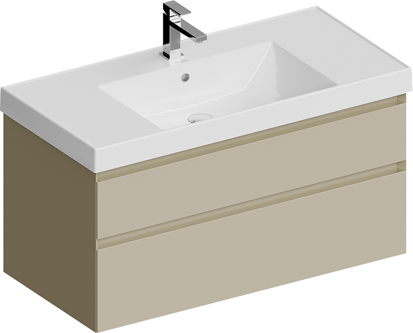Тумба с раковиной KERAMA MARAZZI Cubo 100 подвесная, лимо матовая