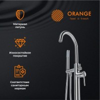 Напольный смеситель для ванны с душем Orange Steel Steel M99-336ni напольный, сталь