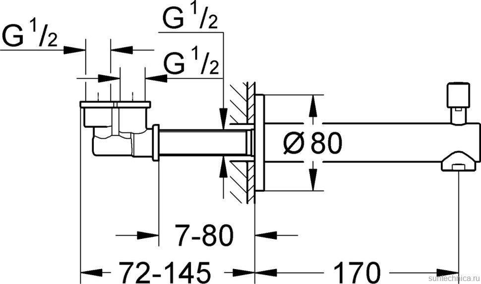 Излив Grohe Concetto 13281001, для ванны с душем