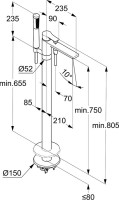Напольный смеситель для ванны с душем Kludi Zenta SL 485900565