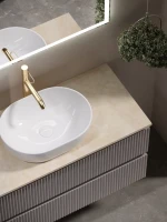Тумба под раковину со столешницей Sancos Snob R 100 doha soft, столешница бежевая, с отв. под смеситель