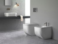 Унитаз приставной напольный Hatria Next Y3AY01 безободковый, с микролифтом, белый